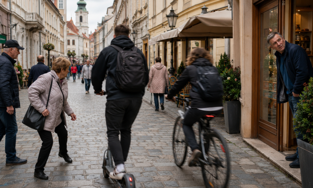 Megel&eacute;gelt&eacute;k a sz&aacute;guldoz&oacute; rollereseket &eacute;s bicikliseket: al&aacute;&iacute;r&aacute;sgyűjt&eacute;s indult Győr belv&aacute;ros&aacute;ban